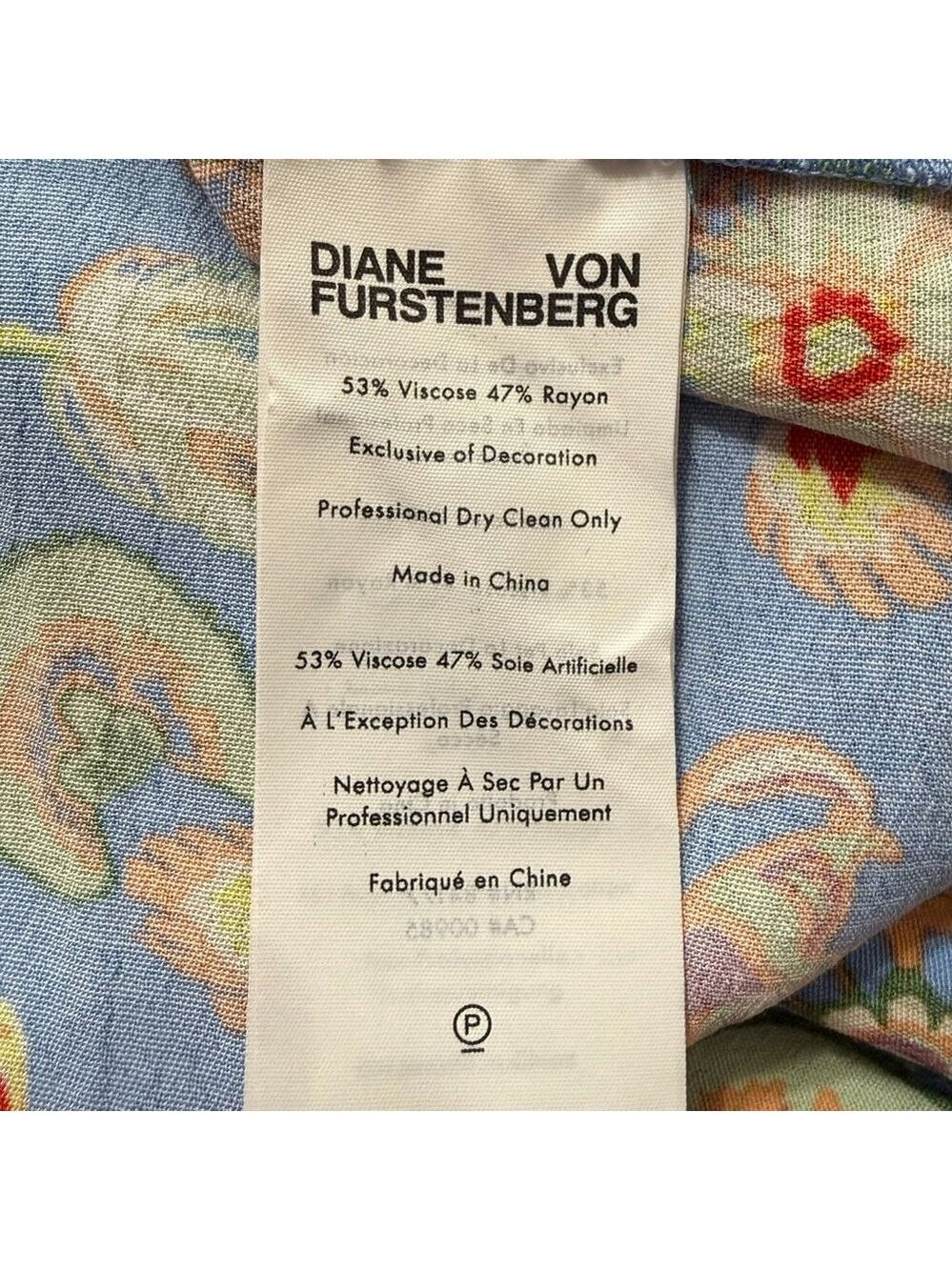Diane Von Furstenberg Blue Floral Boho Tunic Dress XL - Picture 10 of 10